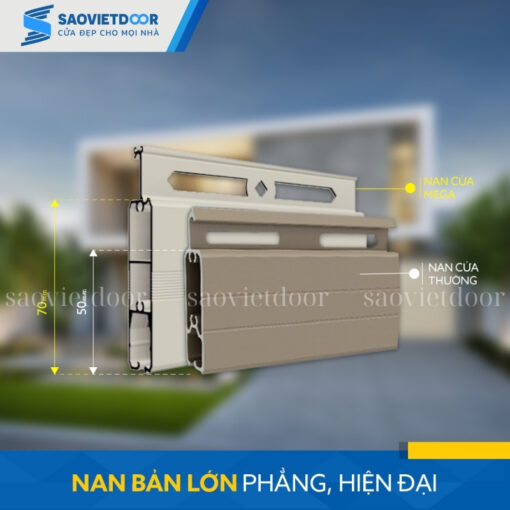 Cửa cuốn xuyên sáng Austdoor Mega M70i 12 Cửa cuốn xuyên sáng Austdoor Mega nan lớn phẳng