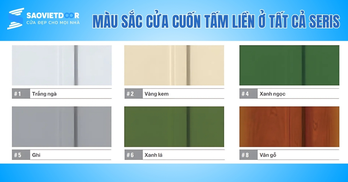 Cửa cuốn tấm liền Austdoor series 3 29 Màu sắc của cửa cuốn tấm liền ở tất cả series