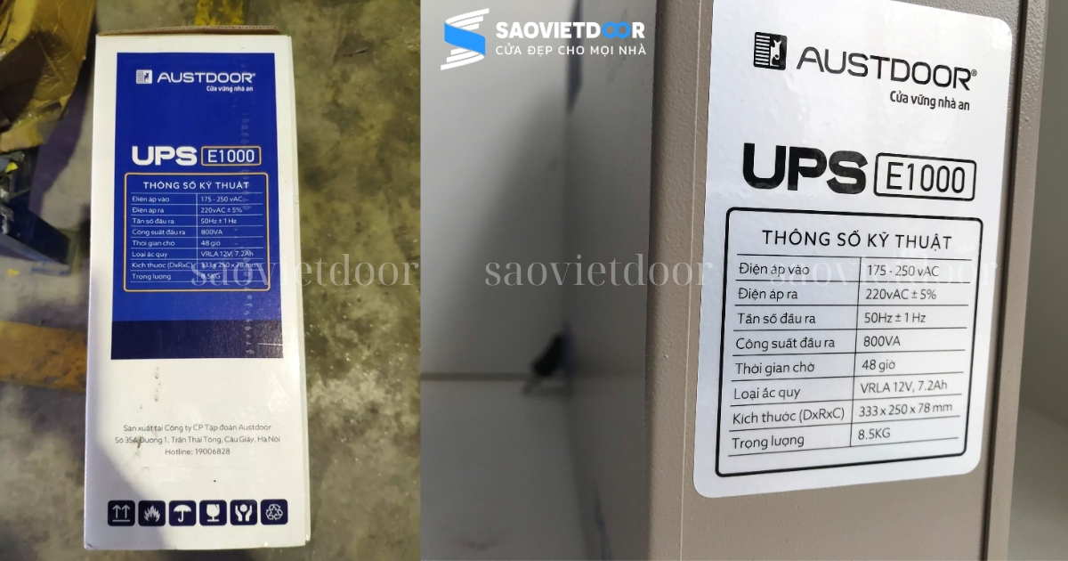 Lưu điện Austdoor E1000 23 Thông số kỹ thuật của lưu điện cửa cuốn Austdoor E1000
