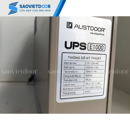Lưu điện Austdoor E1000 18 Thông số kỹ thuật của lưu điện cửa cuốn Austdoor E1000