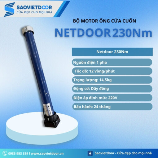 Thông số kỹ thuật motor ống cửa cuốn Netdoor 230Nm