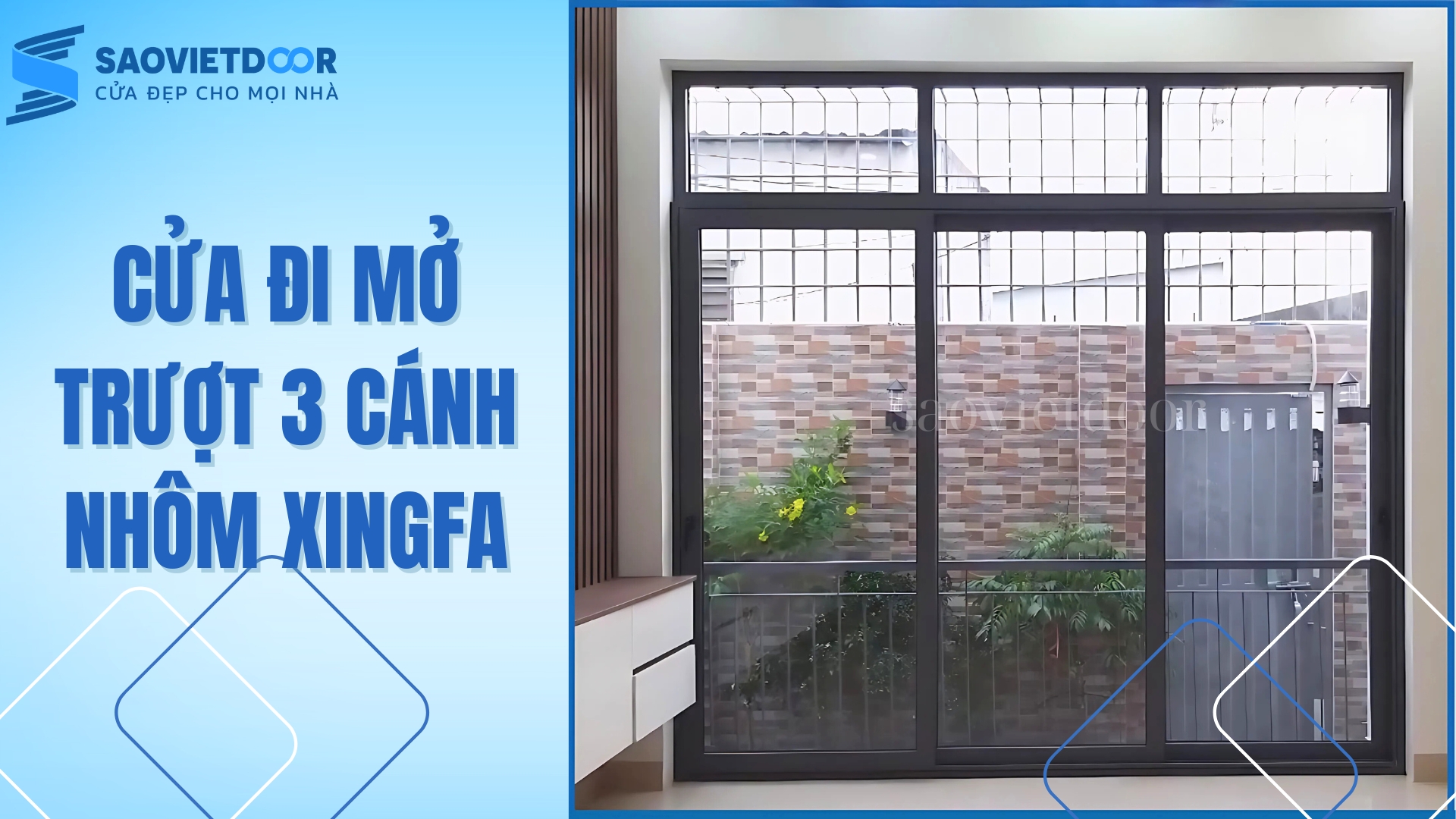 Cửa Đi Mở Trượt 3 Cánh Nhôm Xingfa Nhập Khẩu 27 Cửa đi mở trượt 3 cánh nhôm Xingfa sau thi công