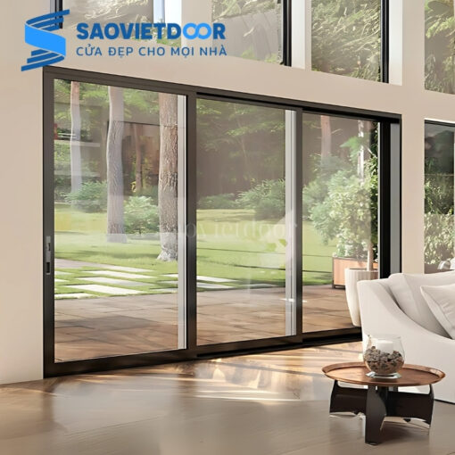 Cửa Đi Mở Trượt 3 Cánh Nhôm Xingfa Nhập Khẩu 24 Cửa đi mở trượt 3 cánh nhôm Xingfa sau thi công