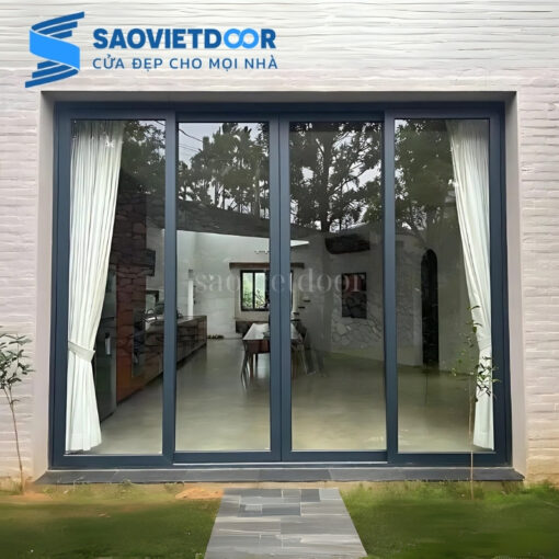Cửa Đi Mở Trượt 4 Cánh Nhôm Xingfa Nhập Khẩu 28 Cửa đi mở trượt 4 cánh nhôm Xingfa sau thi công