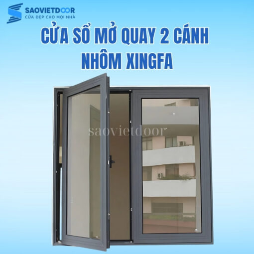 Cửa sổ quay 2 cánh nhôm xingfa