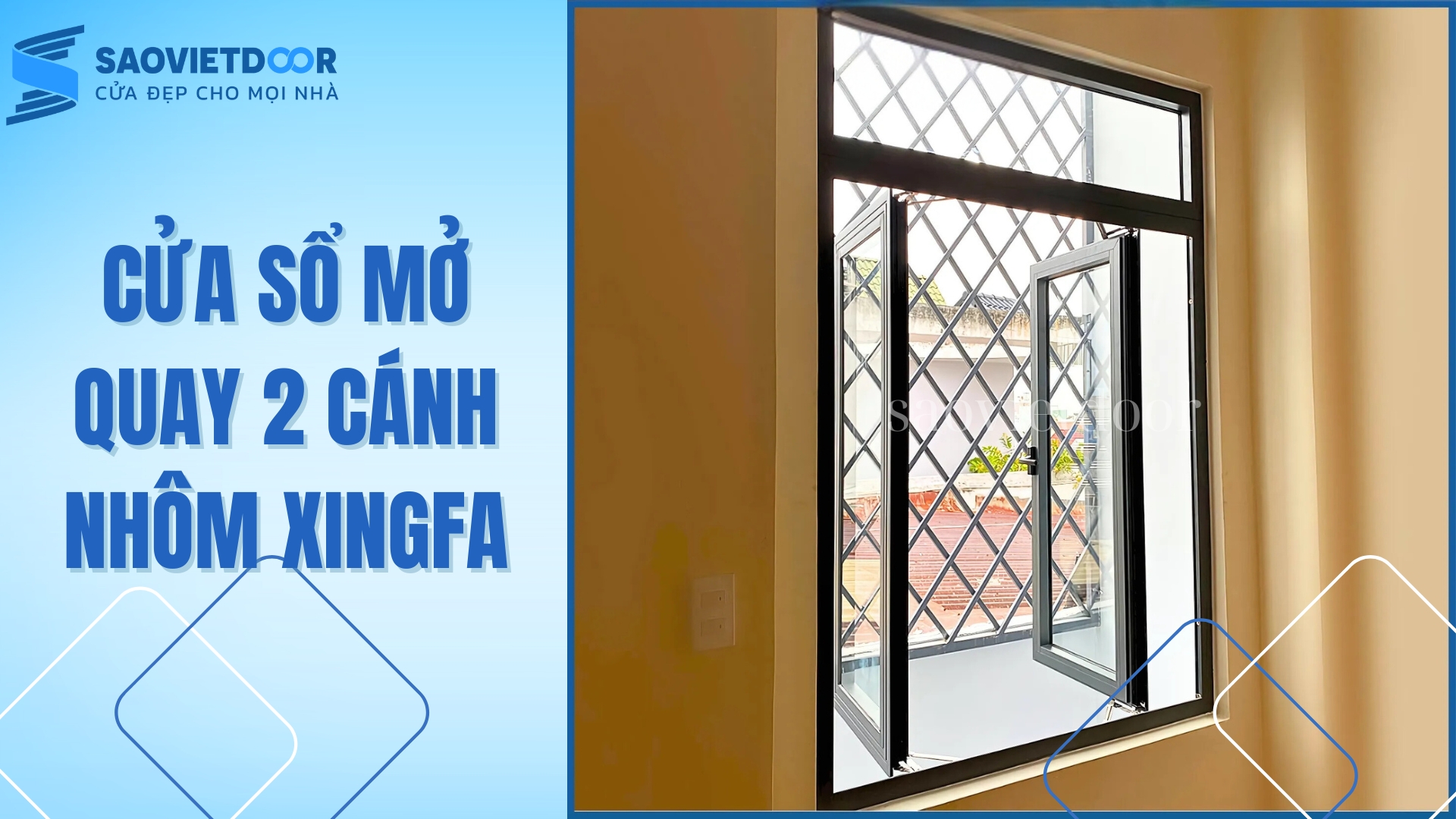 Cửa sổ quay 2 cánh nhôm xingfa