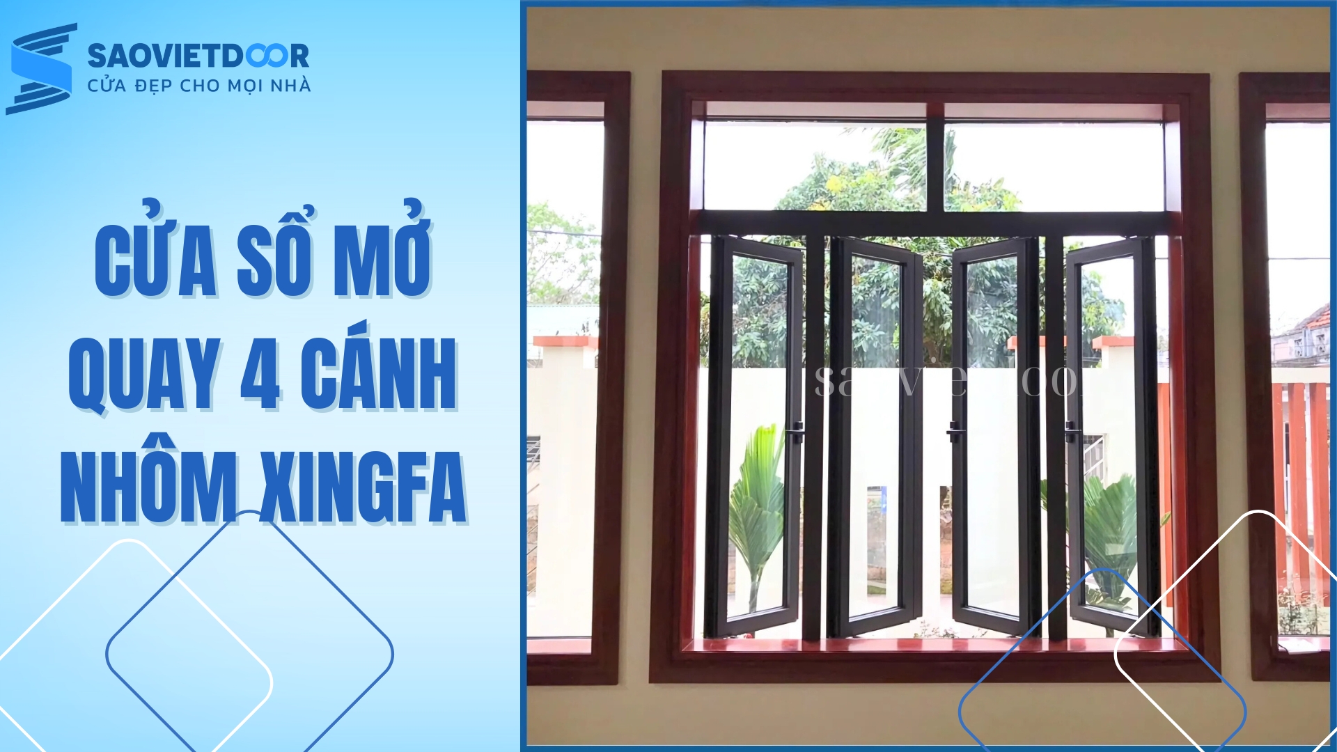 Cửa Sổ Mở Quay 4 Cánh Nhôm Xingfa Nhập Khẩu 28 Cửa sổ quay 4 cánh nhôm xingfa