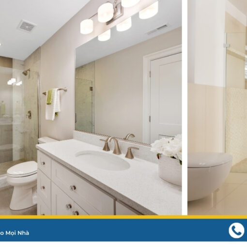 Phòng tắm kính cường lực với cấu trúc đơn giản mang lại sự tiện lợi và tính thẩm mỹ.