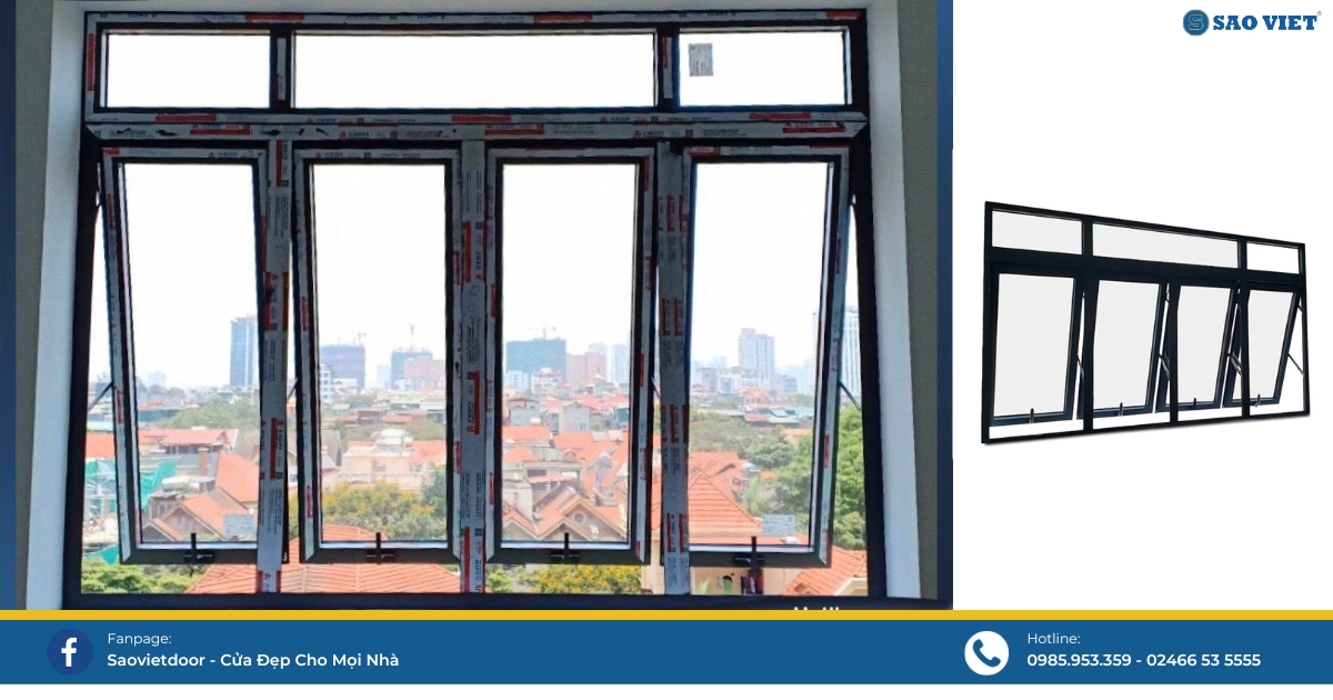 Cửa Sổ Mở Hất 3 Cánh Nhôm Xingfa Nhập Khẩu 33 Cửa sổ mở hất 4 cánh nhôm xingfa nhập khẩu.