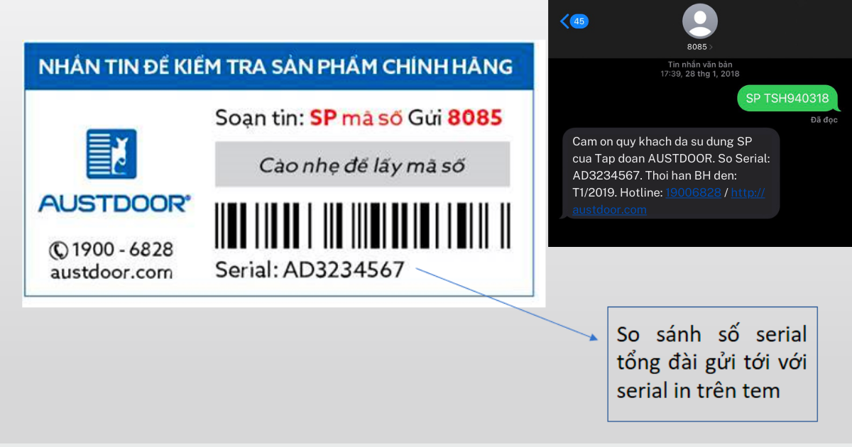 Hướng dẫn mua hàng Online 15 Cách kiểm tra bảo hành trên nhãn mác cửa cuốn Austdoor chính hãng