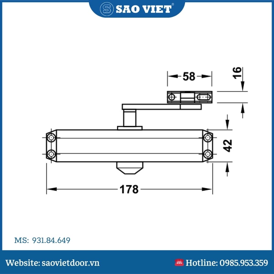 Tay Co Thuỷ Lực Hafele DCL11 931.84.649 15 Thông số tay co thuỷ lực hafele 649