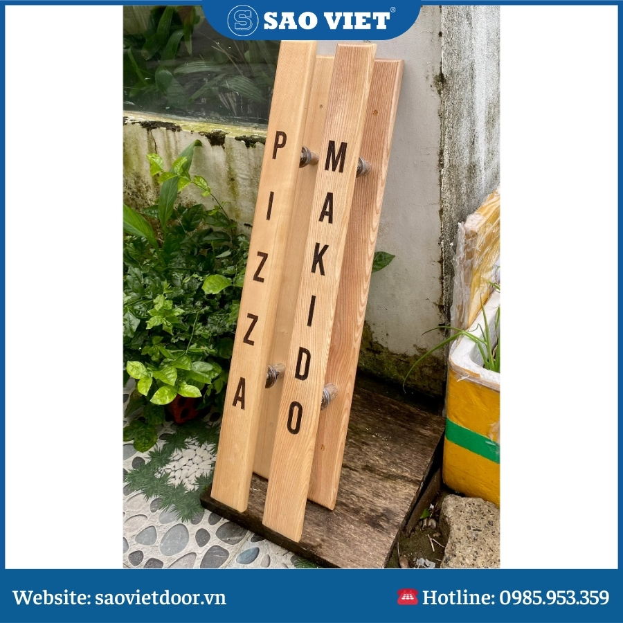 Tay Nắm Gỗ 65 Tay nắm gỗ cửa kính in laser độc đáo.