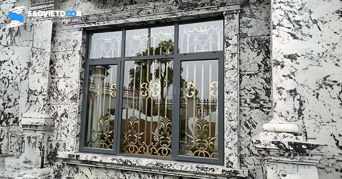 Cửa nhôm chấn song màu ghi xám đá