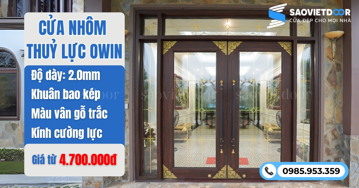 Cửa nhôm thuỷ lực Owin khuân kép