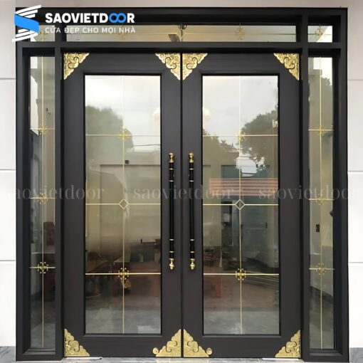 Cửa Nhôm Thủy Lực Màu Đen Tinh Tế 28 Cửa nhôm thuỷ lực khuân bao kép màu đen