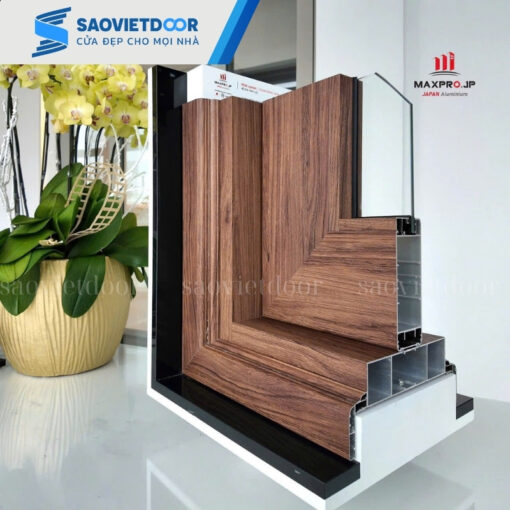 Cửa nhôm thủy lực Maxpro màu vân gỗ 20 Cửa nhôm thuỷ lực Maxpro màu vân gỗ