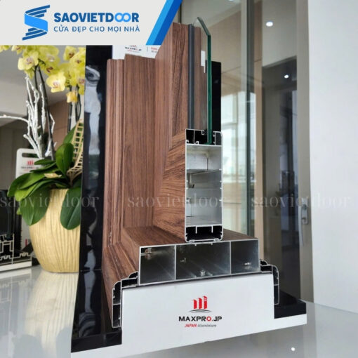 Cửa nhôm thủy lực Maxpro màu vân gỗ 22 Cửa nhôm thuỷ lực Maxpro màu vân gỗ
