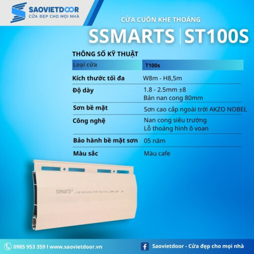 Thông số kỹ thuật cửa cuốn khe thoáng SSmarts ST100S