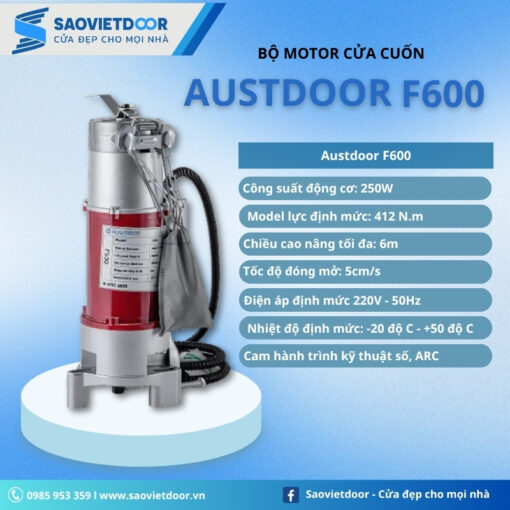 Thông số kỹ thuật motor cửa cuốn Austdoor F600