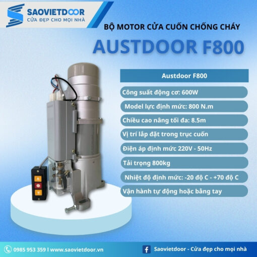 Thông số kỹ thuật motor cửa cuốn chống cháy Austdoor F800