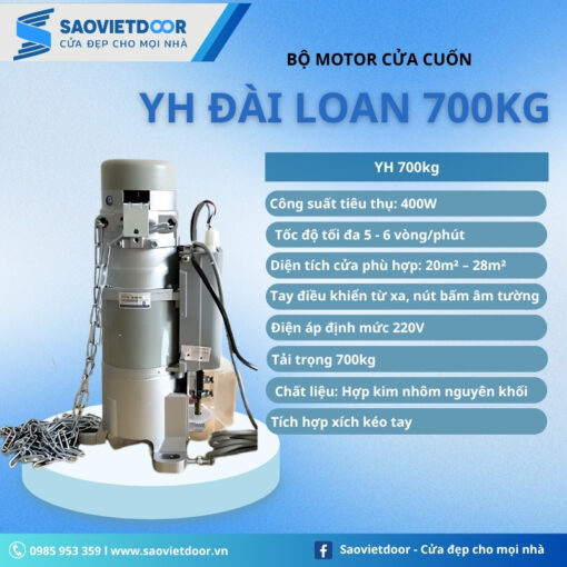 Thông số kỹ thuật motor cửa cuốn Đài Loan YH 700kg