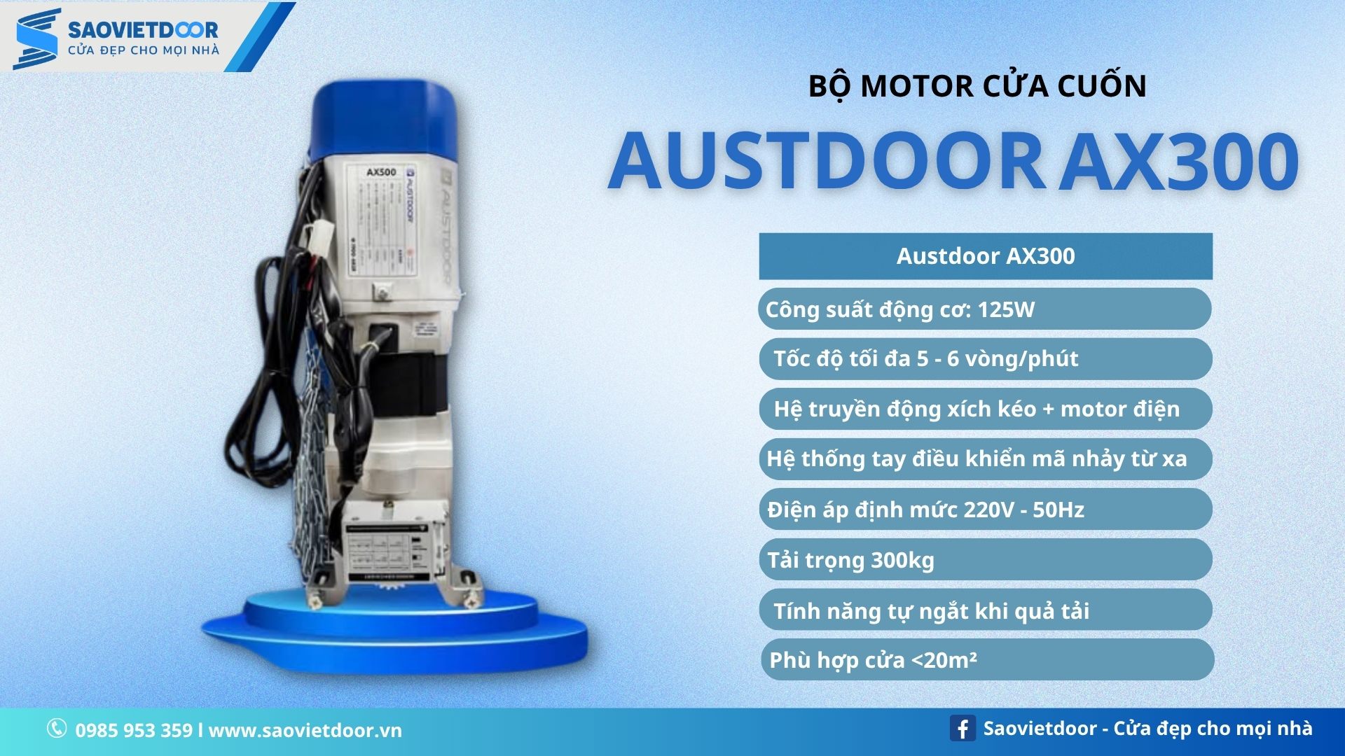 Motor Cửa Cuốn Austdoor AX300 Chính Hãng 10 Motor cửa cuốn Austdoor AX300
