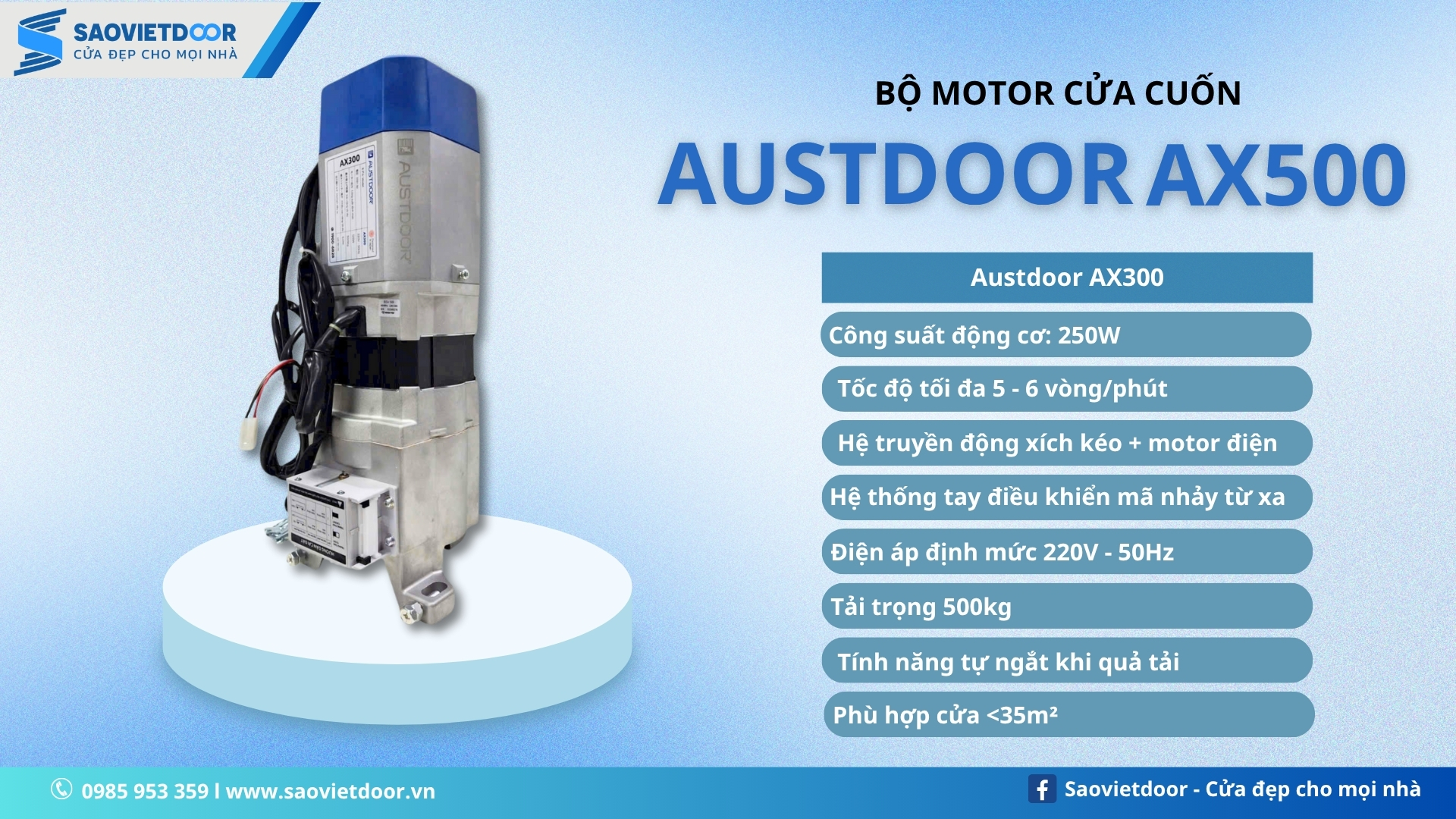 Motor Cửa Cuốn Austdoor AX500 Chính Hãng 10 Motor cửa cuốn Austdoor AX500