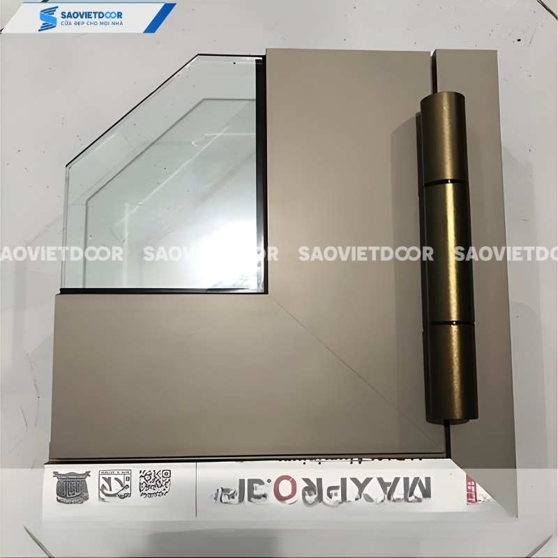 Cửa nhôm thuỷ lực Maxpro màu champagne chính hãng 15 1 28