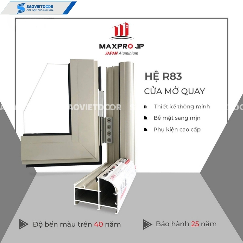 Cửa nhôm Maxpro hệ 83 màu champagne chính hãng