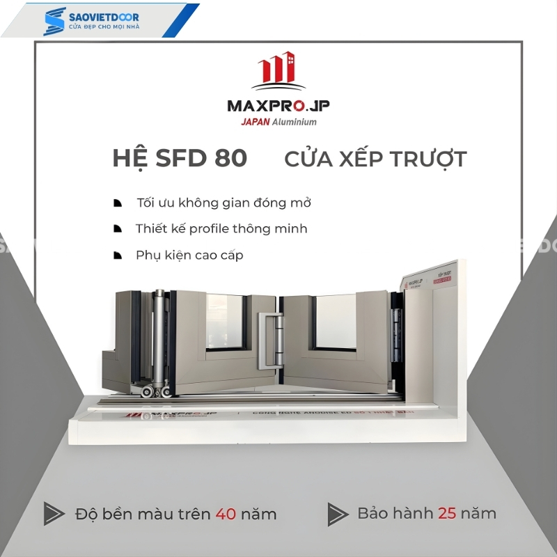 Cửa nhôm Maxpro Hệ xếp trượt hệ 80 chính hãng 16 3 15