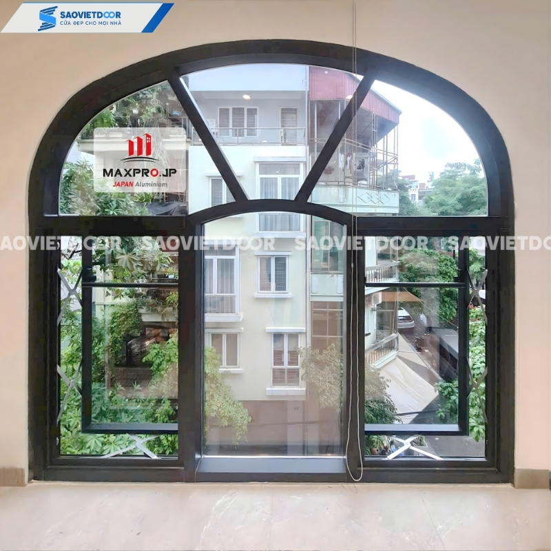Vách kính mặt dựng nhôm Maxpro uốn vòm nghệ thuật
