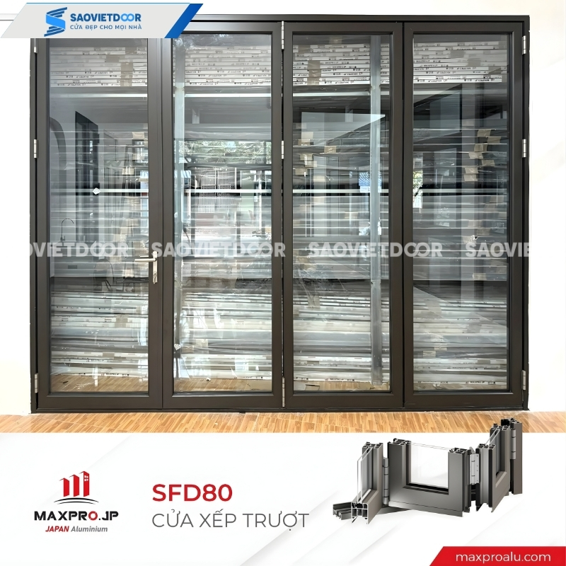 Cửa nhôm Maxpro Hệ xếp trượt hệ 80 chính hãng 17 4 12