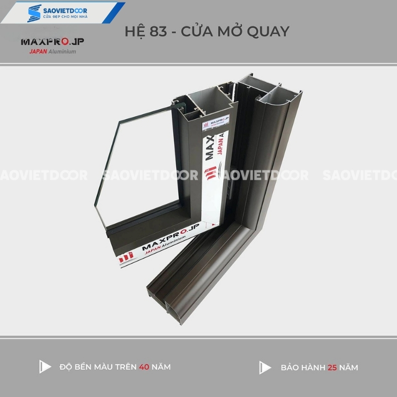 Cửa nhôm Maxpro hệ 83 màu champagne chính hãng 18 4 14