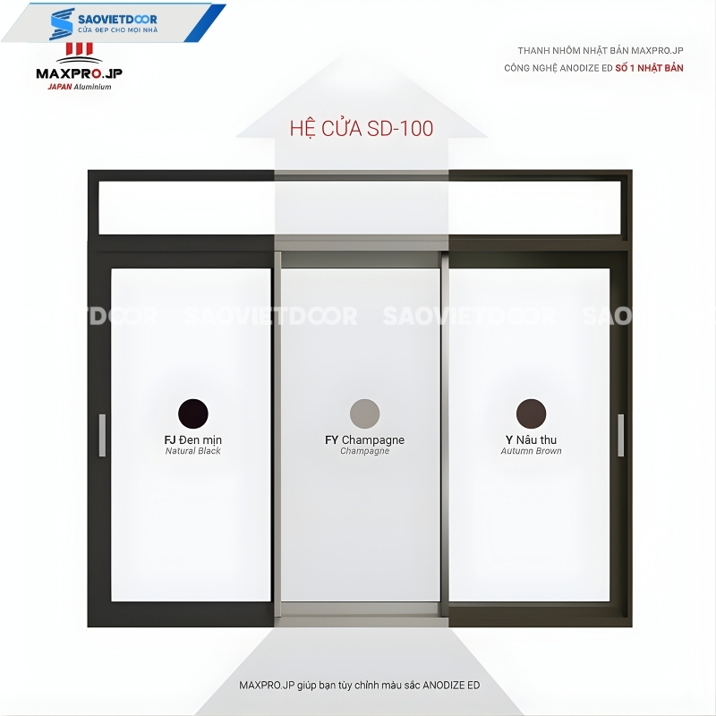 Cửa nhôm Maxpro hệ SD100 chính hãng 18 4 18