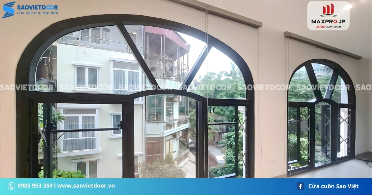 Vách kính mặt dựng nhôm Maxpro uốn vòm nghệ thuật 32 Vách kính mặt dựng nhôm Maxpro uốn vòm nghệ thuật