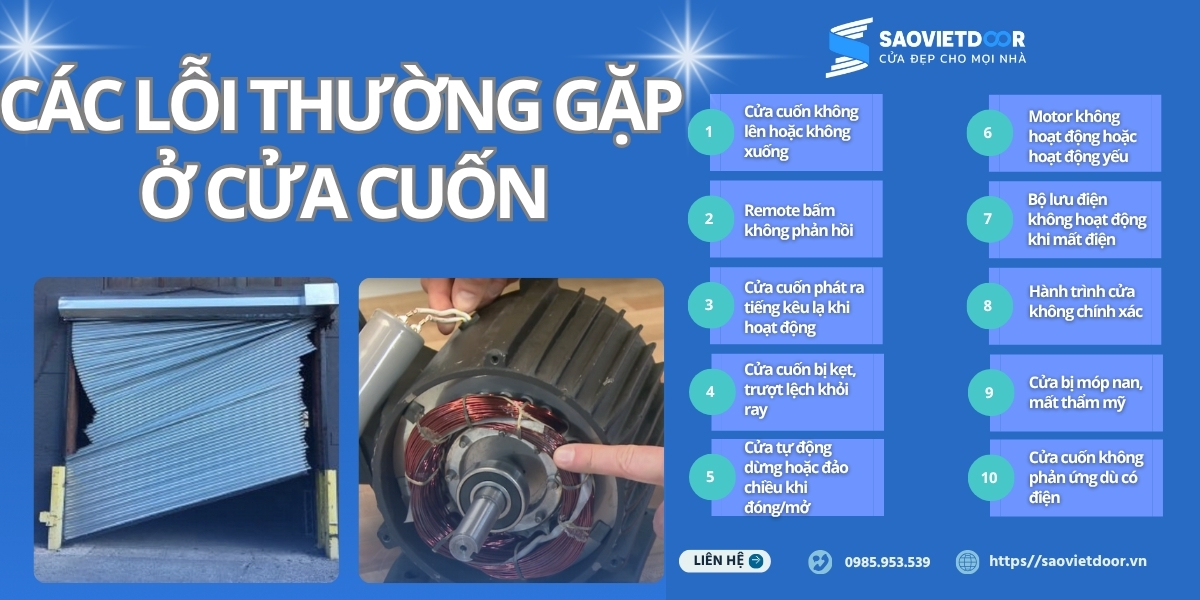 Sửa cửa cuốn tại Chương Mỹ 9 Các lỗi thường gặp ở cửa cuốn mà Saovietdoor đang xử lý.