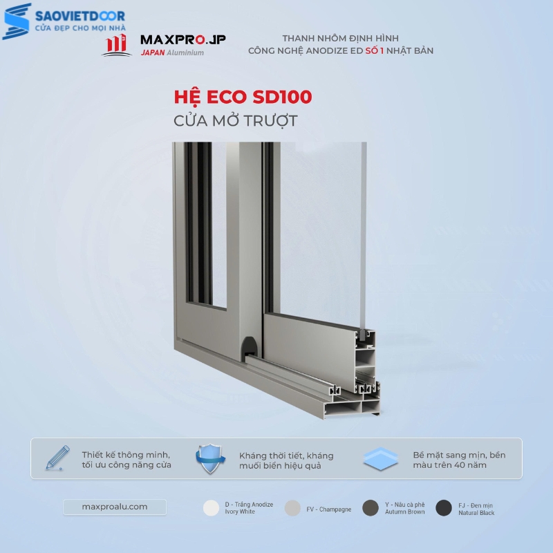 Cửa Nhôm Maxpro Hệ SD100 Chính Hãng 16 eco sd100 2