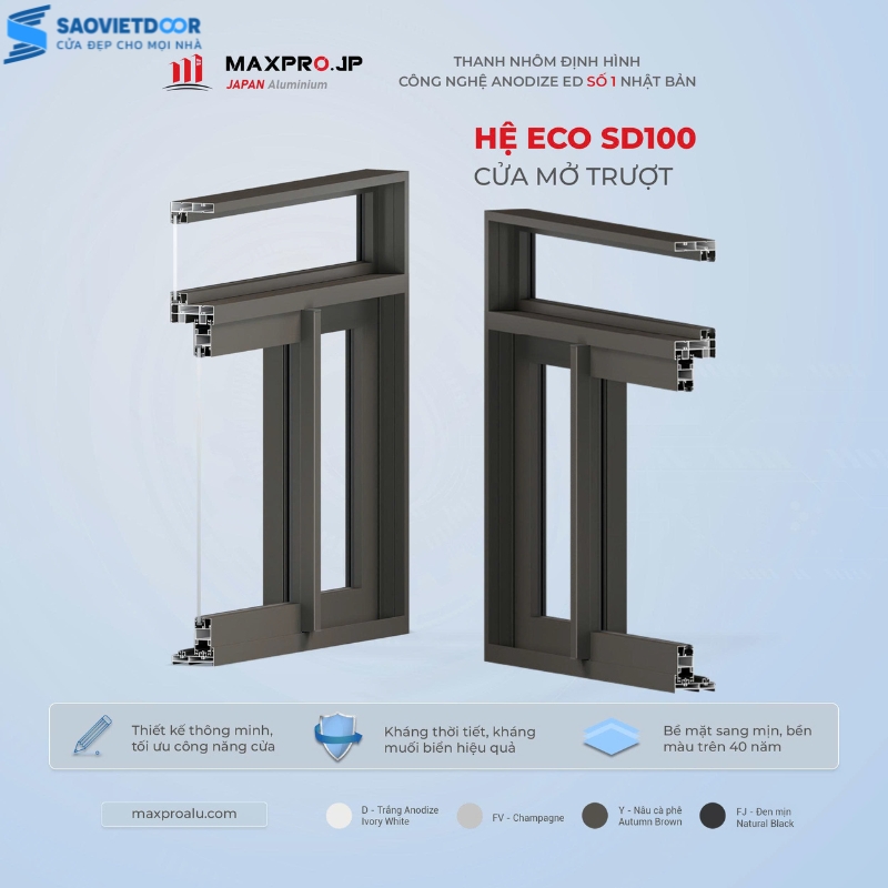 Cửa Nhôm Maxpro Hệ SD100 Chính Hãng 17 eco sd100