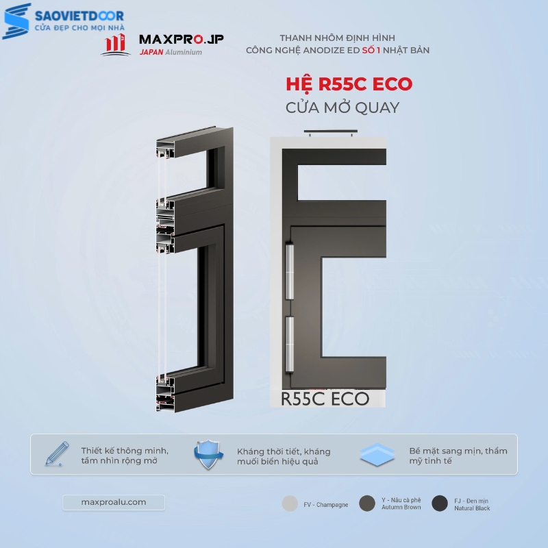 Cửa nhôm Maxpro hệ R55C chính hãng 19 r55c eco 2