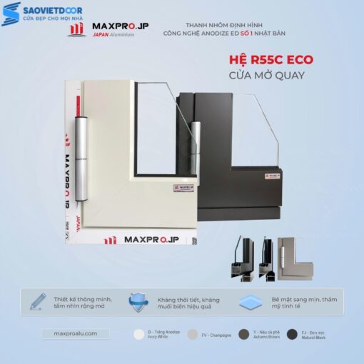 Cửa nhôm Maxpro hệ R55C chính hãng 27 r55c eco