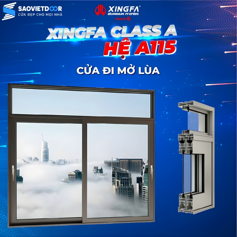 Cửa Đi Mở Trượt Nhôm Xingfa Class A Hệ A115 Chính Hãng