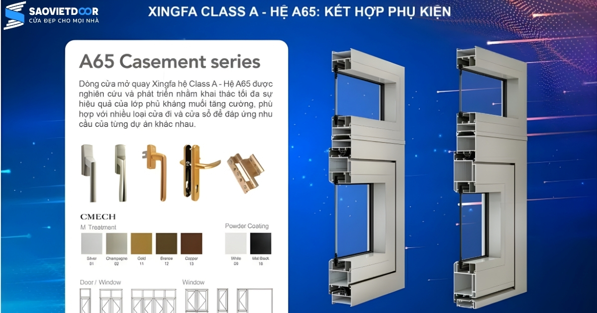 Cửa sổ hệ A65 : Kết hợp phụ kiện 