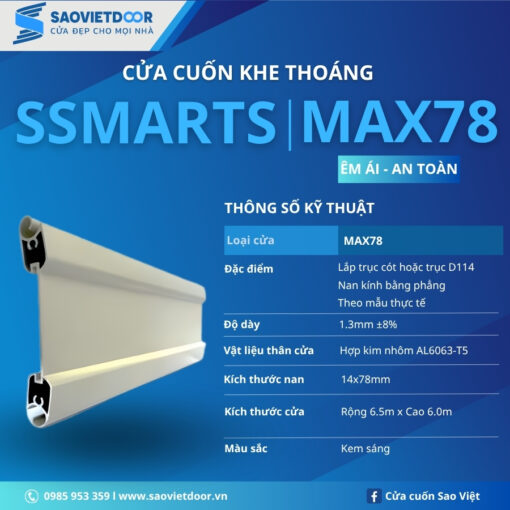 Cửa Cuốn Khe Thoáng SSmarts Max 78 Chính Hãng