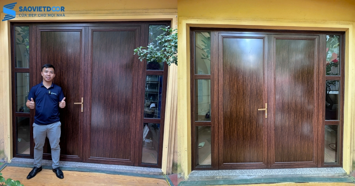 Cửa Nhôm Vân Gỗ Trắc