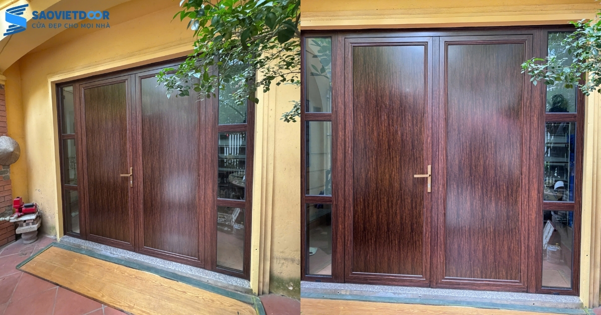 Cửa Nhôm Vân Gỗ Trắc