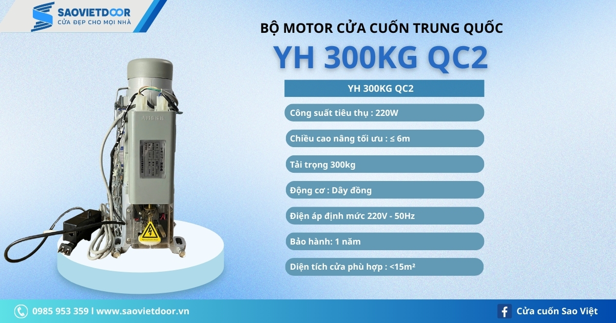 Thông số kỹ thuật motor YH 300KG QC2