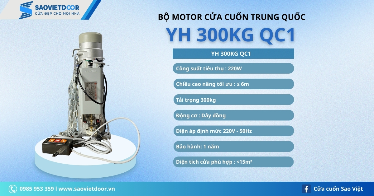 Thông số motor cửa cuốn trung quốc yh 300kg qc1