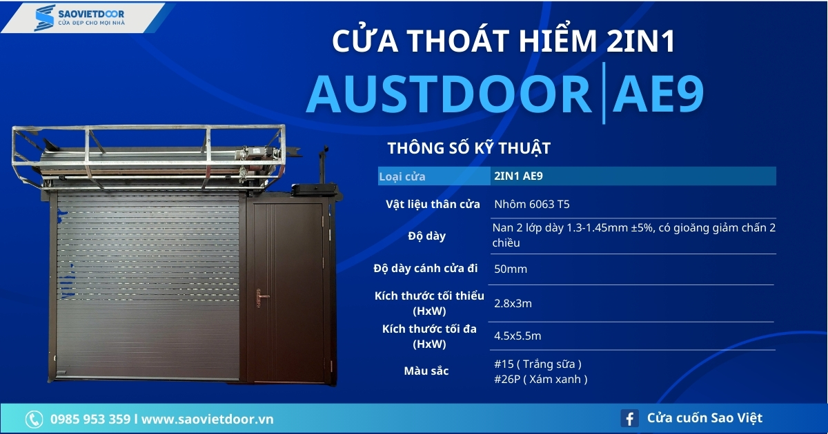 Cửa Cuốn 2IN1 Austdoor AE9 Chính Hãng 17 THÔNG SỐ KỸ THUẬT CỬA CUỐN 2IN1 AUSTDOOR AE9