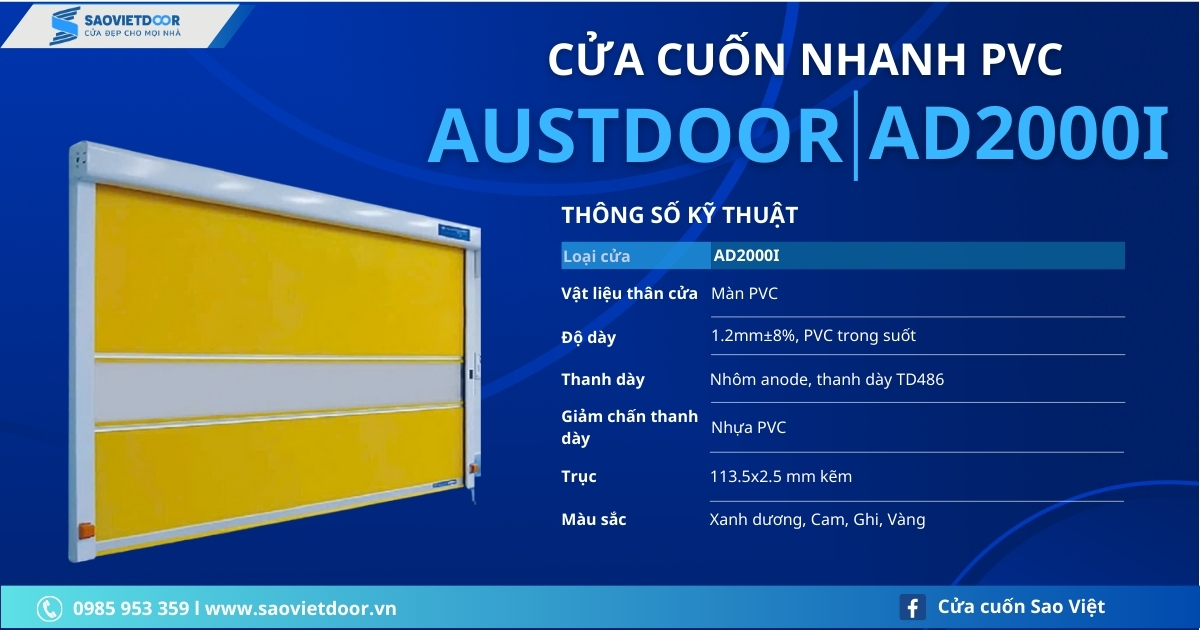 Cửa Cuốn Nhanh PVC Austdoor AD2000I Chính Hãng 15 Thông số kỹ thuật cửa cuốn nhanh pvc Austdoor AD2000I