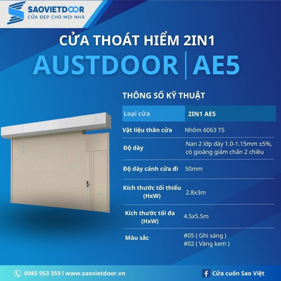 Cửa Cuốn 2IN1 Austdoor AE5 Chính Hãng
